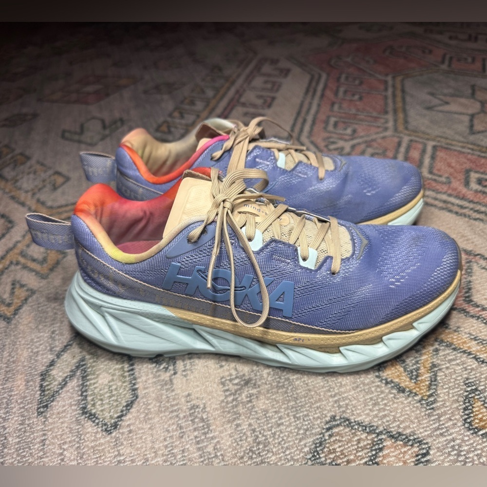 Hoka One One Women's Lavender Blue Athletic Shoes with Peach Accents